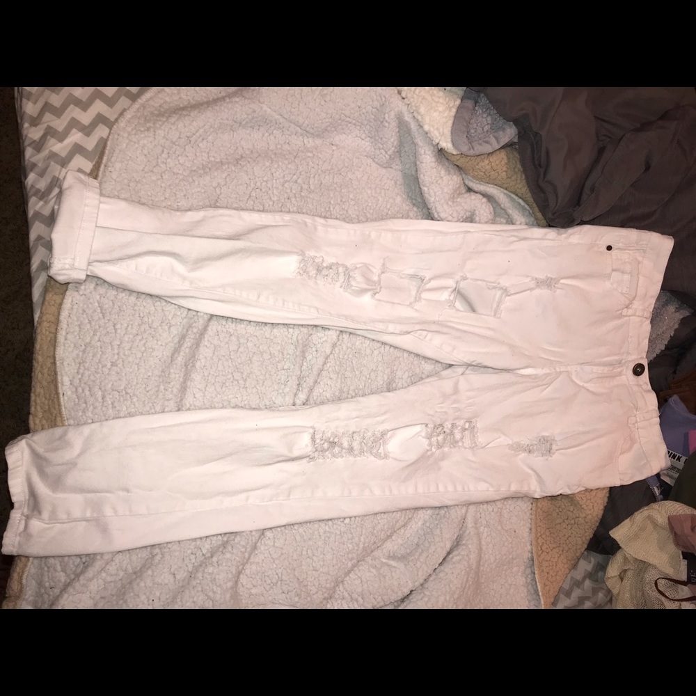 White ripped jeans